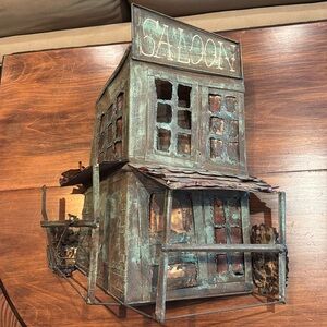 Brutalist MCM Metal Saloon Wall 3D Hanging Bar Man Cave Vintage Copper